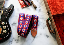 Load image into Gallery viewer, Red &#39;Pillars&#39; Guitar/Bass Hippie Strap

