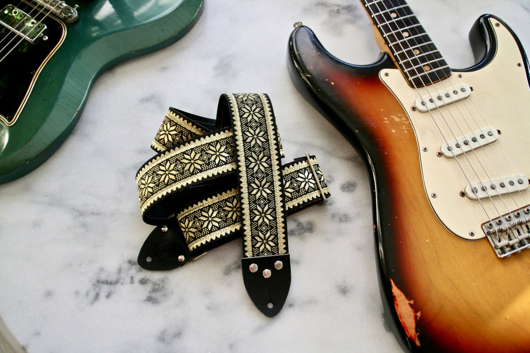 Gold 'Poinsettia' Guitar/Bass Hippie Strap