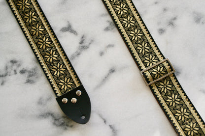 Gold 'Poinsettia' Guitar/Bass Hippie Strap