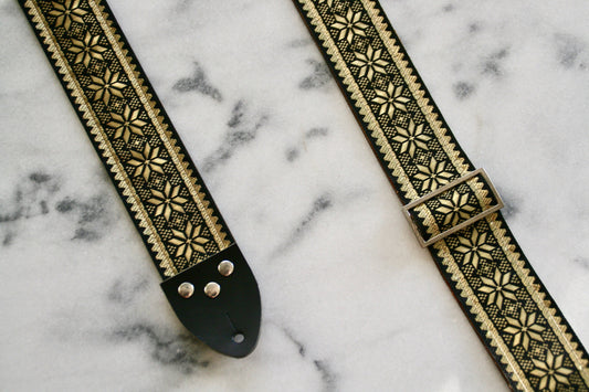Gold 'Poinsettia' Guitar/Bass Hippie Strap
