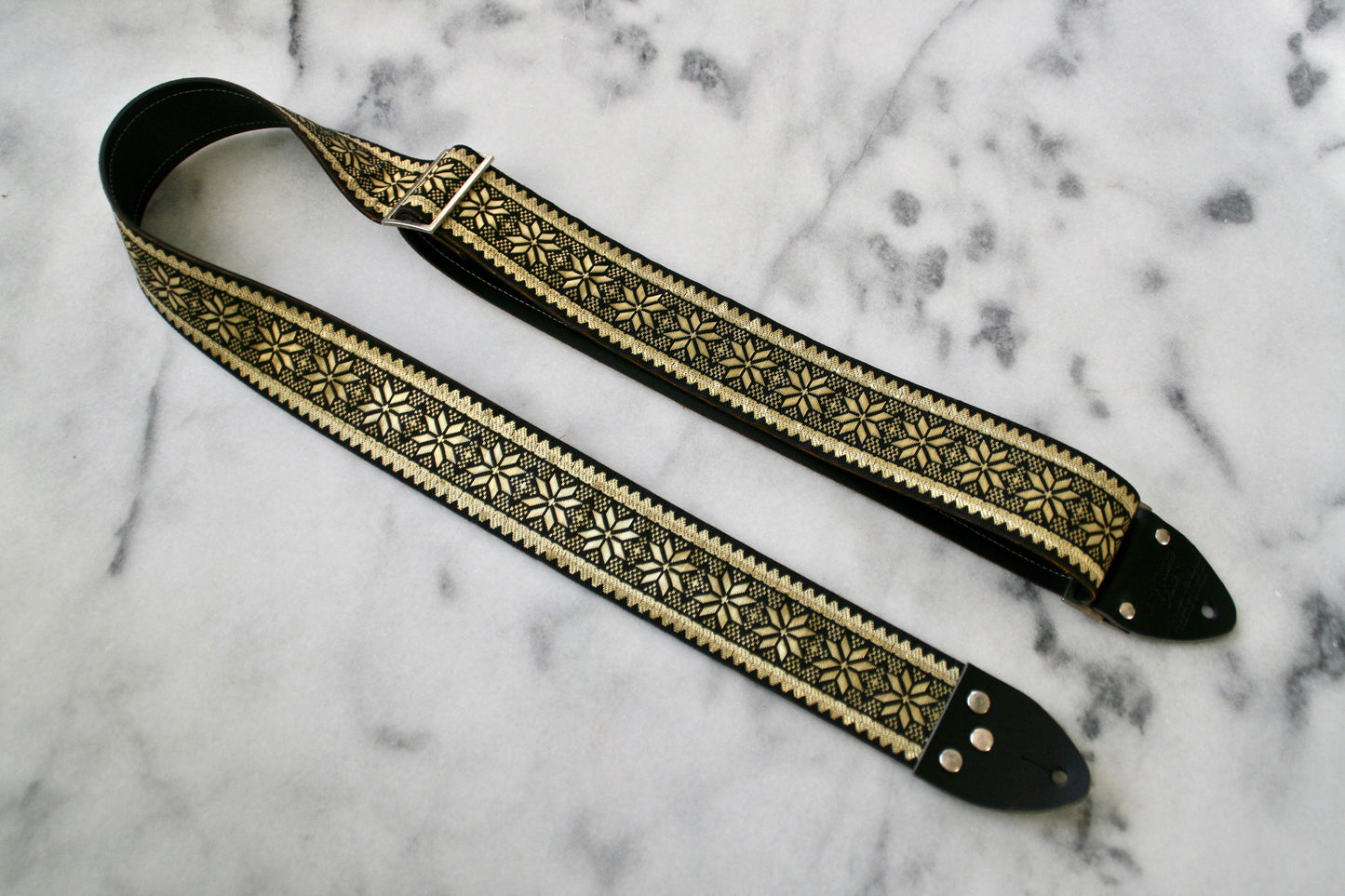 Gold 'Poinsettia' Guitar/Bass Hippie Strap