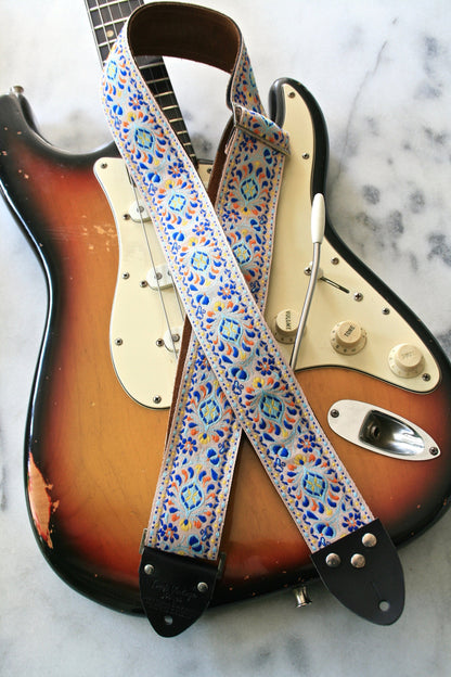 White 'Peacock' Guitar/Bass Hippie Strap