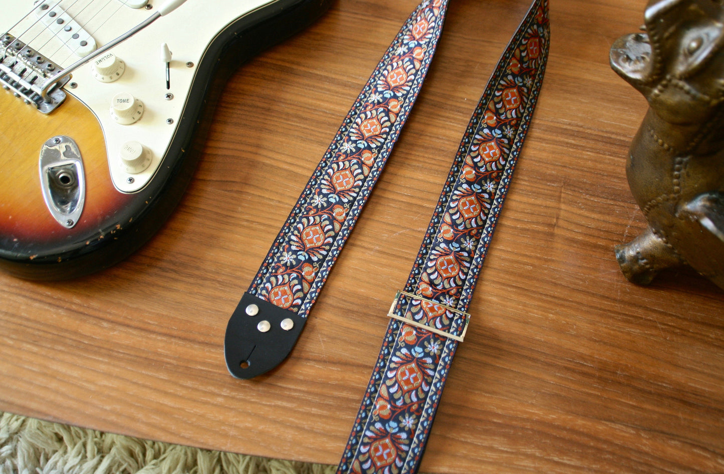 Red 'Peacock' Guitar/Bass Hippie Strap