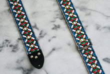 Load image into Gallery viewer, Blue &#39;Stained Glass&#39; Guitar/Bass Hippie Strap
