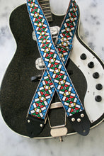 Load image into Gallery viewer, Blue &#39;Stained Glass&#39; Guitar/Bass Hippie Strap
