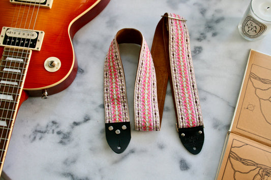 Pastel Pink 'Maco' Guitar/Bass Hippie Strap