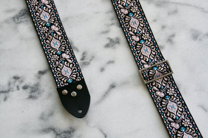 Black 'Peacock' Guitar/Bass Hippie Strap