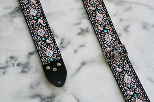 Black 'Peacock' Guitar/Bass Hippie Strap