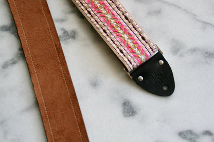 Pastel Pink 'Maco' Guitar/Bass Hippie Strap