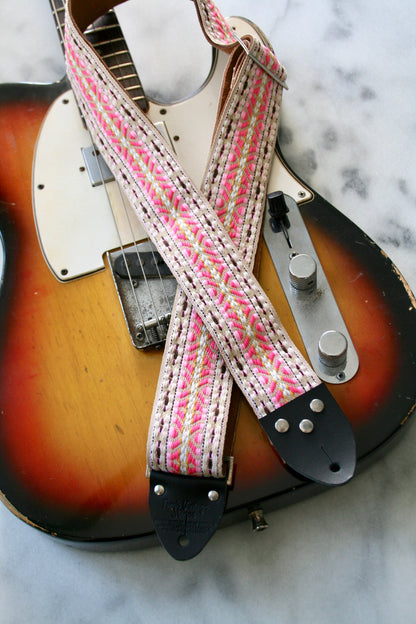Pastel Pink 'Maco' Guitar/Bass Hippie Strap