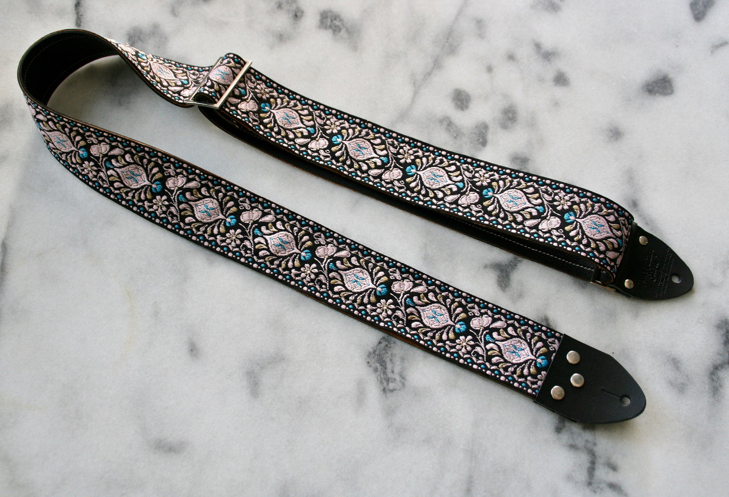 Black 'Peacock' Guitar/Bass Hippie Strap