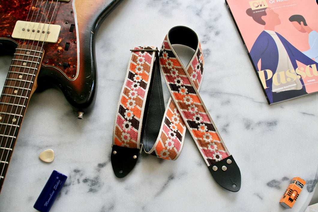 Orange 'Anemone' Guitar/Bass Hippie Strap