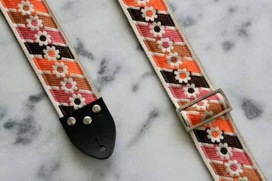 Orange 'Anemone' Guitar/Bass Hippie Strap
