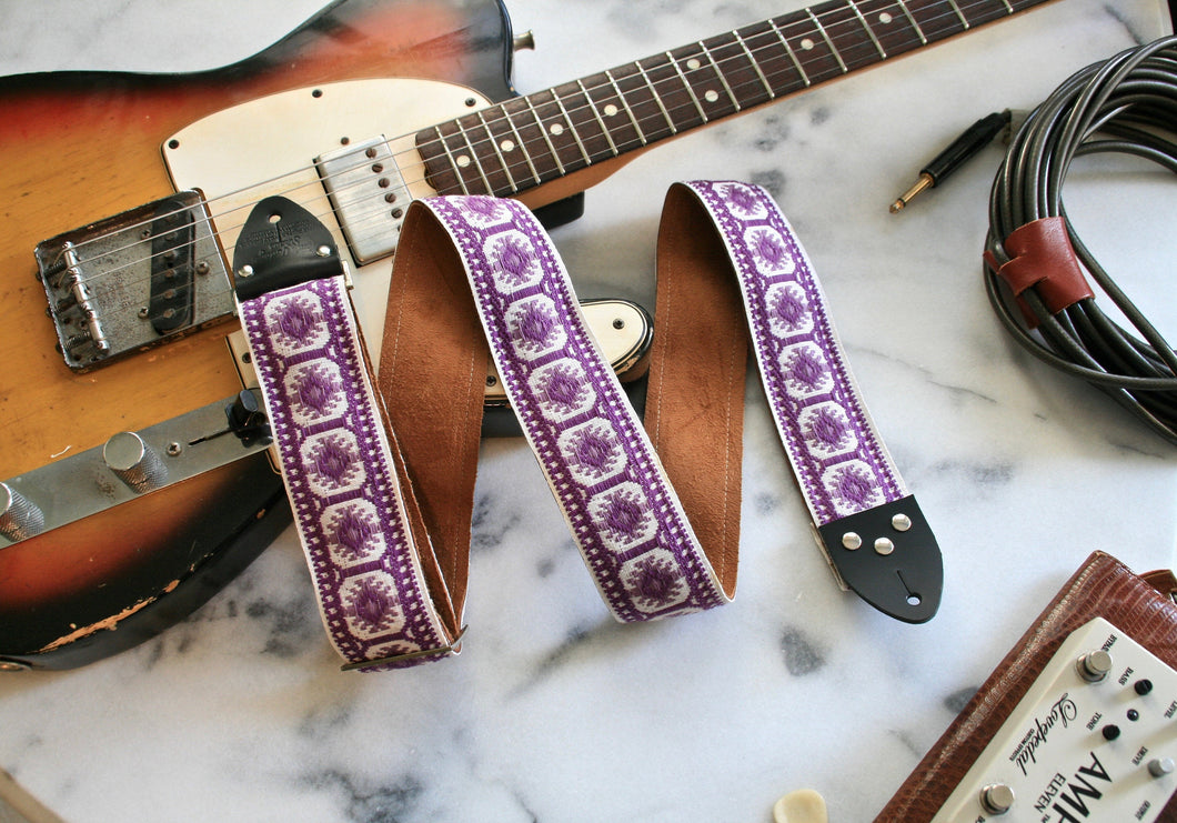 Purple 'Pillars' Guitar/Bass Hippie Strap