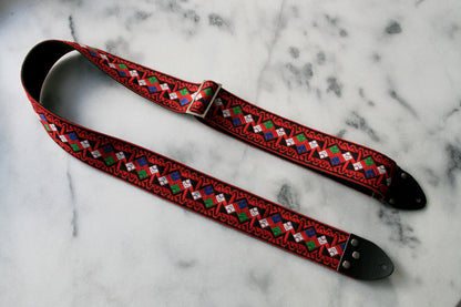 Red 'Diamonds' Guitar/Bass Hippie Strap