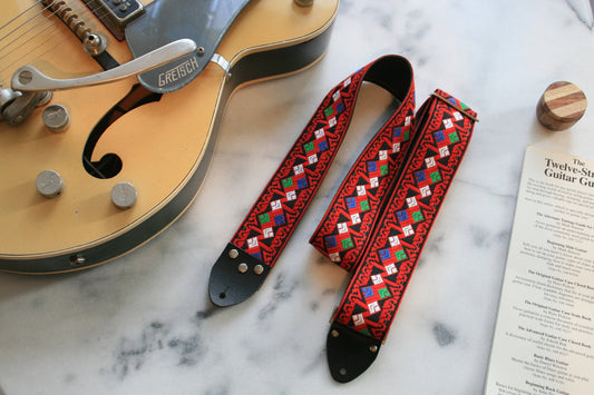 Red 'Diamonds' Guitar/Bass Hippie Strap