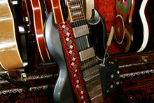 Load image into Gallery viewer, Red &#39;Diamonds&#39; Guitar/Bass Hippie Strap

