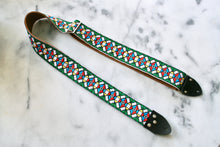 Load image into Gallery viewer, Green &#39;Stained Glass&#39; Guitar/Bass Hippie Strap
