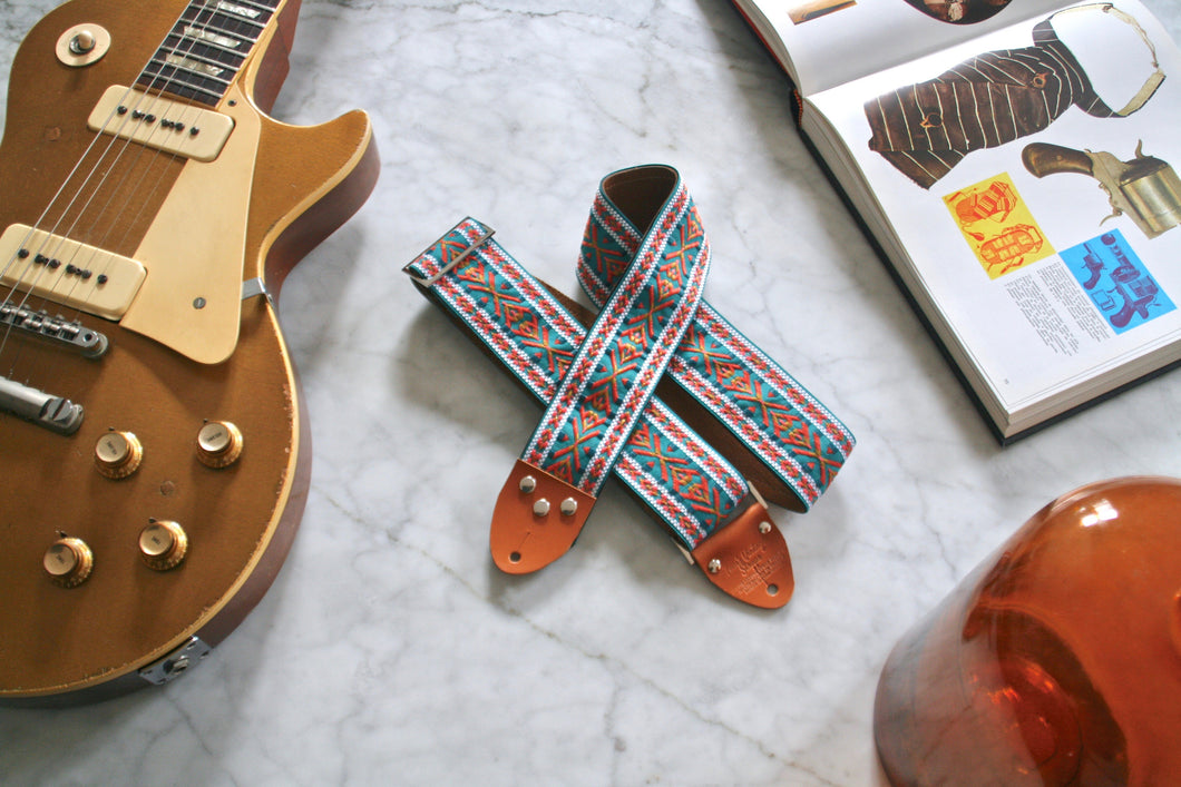 Turquoise 'Lindy' Guitar/Bass Hippie Strap